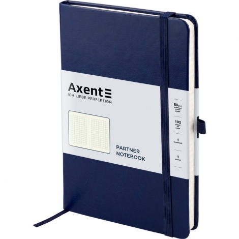 Книга записная Axent Partner Lux, 12.5х19.5 см, 96 листов, клетка, синяя - №2
