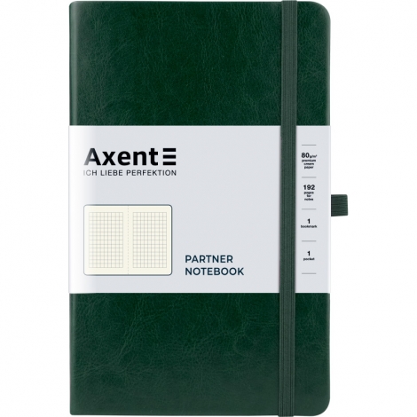 Книга записная Axent Partner Lux, 125х195 мм, 96 листов, клетка, зеленая - №1