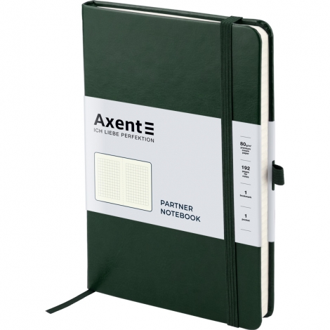Книга записная Axent Partner Lux, 125х195 мм, 96 листов, клетка, зеленая - №2