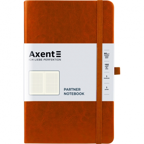 Книга записная Axent Partner Lux, 12.5х19.5 см, 96 листов, клетка, коричневая - №1