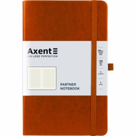 Книга записная Axent Partner Lux, 12.5х19.5 см, 96 листов, клетка, коричневая