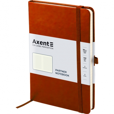 Книга записная Axent Partner Lux, 12.5х19.5 см, 96 листов, клетка, коричневая - №2