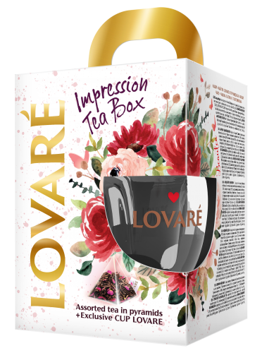 Набор Коллекция чаев "Impression tea box" (4 вида пирамидок по 7 шт)+чашка с логотипом, LOVARE - №1