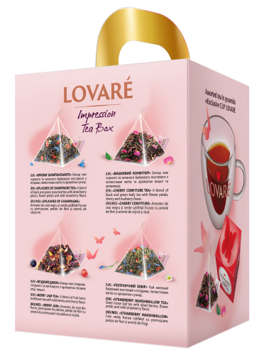 Набор Коллекция чаев "Impression tea box" (4 вида пирамидок по 7 шт)+чашка с логотипом, LOVARE - №2