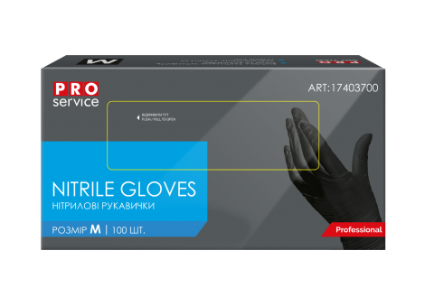 Перчатки нитриловые Professional, 100 шт в уп. размер М, черные PRO SERVICE - №1