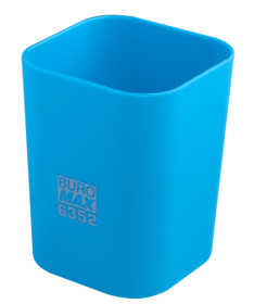 Підставка для ручок пластикова квадратна Buromax Ruber Touch, блакитна