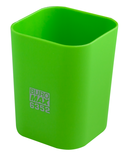 Подставка для ручек пластиковая квадратная Buromax Ruber Touch, зеленая - №1