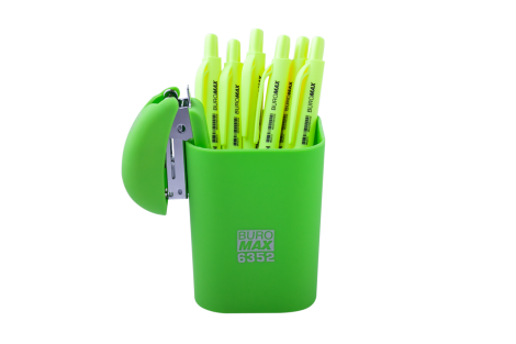 Подставка для ручек пластиковая квадратная Buromax Ruber Touch, зеленая - №4