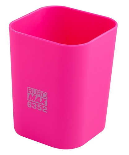 Подставка для ручек пластиковая квадратная Buromax Ruber Touch, розовая - №1