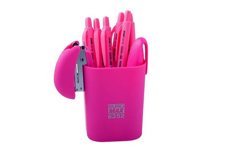 Подставка для ручек пластиковая квадратная Buromax Ruber Touch, розовая - №4