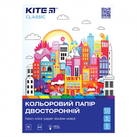 Бумага цветная двусторонняя Kite Classic K-288, А4 - №1