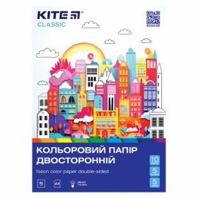 Бумага цветная двусторонняя Kite Classic K-288, А4