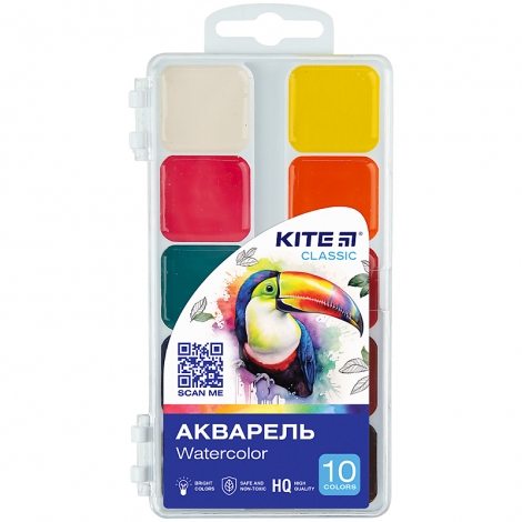 Краски акварельные Kite Classic K-060, 10 цветов - №1