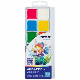 Фарби акварельні Kite Classic K-061, 12 кольорів