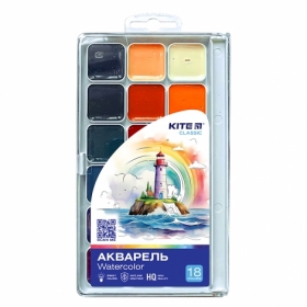 Фарби акварельні Kite Classic K-066, 18 кольорів