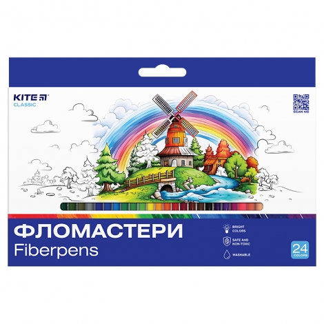 Фломастеры Kite Classic K-456, 24 цвета - №1