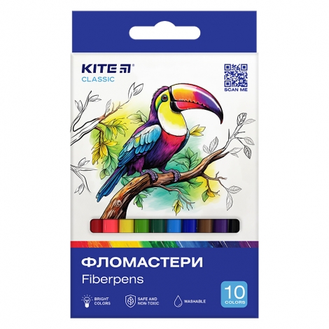 Фломастеры Kite Classic K-455, 10 цветов - №1