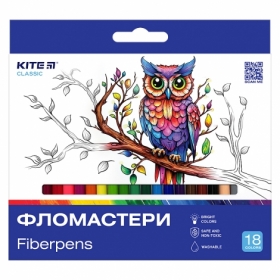 Фломастери Kite Classic K-448, 18 кольорів