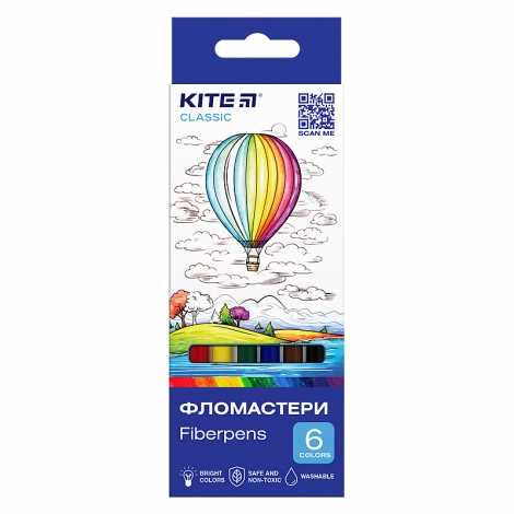 Фломастеры Kite Classic K-446, 6 цветов - №1