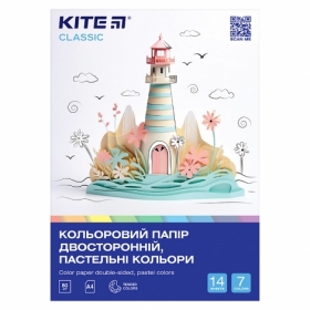 Бумага цветная двусторонняя Kite Classic K-427, А4