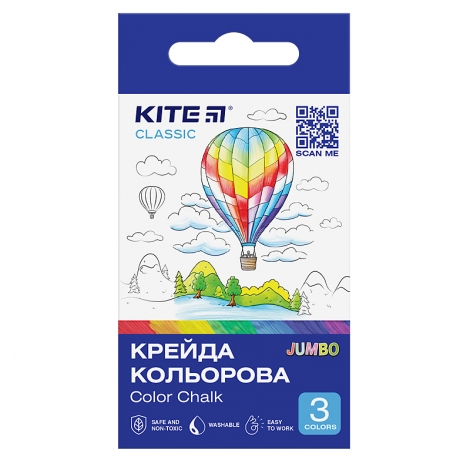 Мел цветной Kite Classic Jumbo K-077, 3 цвета - №1