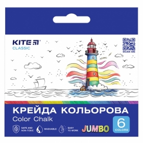 Крейда кольорова Kite Classic Jumbo K-073, 6 кольорів