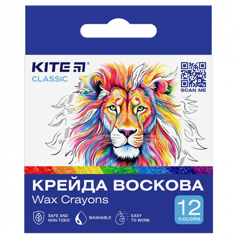 Мел восковой Kite Classic K-070, 12 цветов - №1