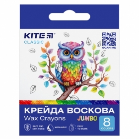 Мел восковой Kite Classic Jumbo K-076, 8 цветов