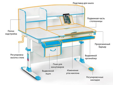 Детский стол Evo-kids (стол+ящик+надстройка) Evo-50 BL - №2