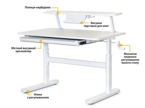 Детский стол ErgoKids TH-210 с полкой S50 XL White - №2