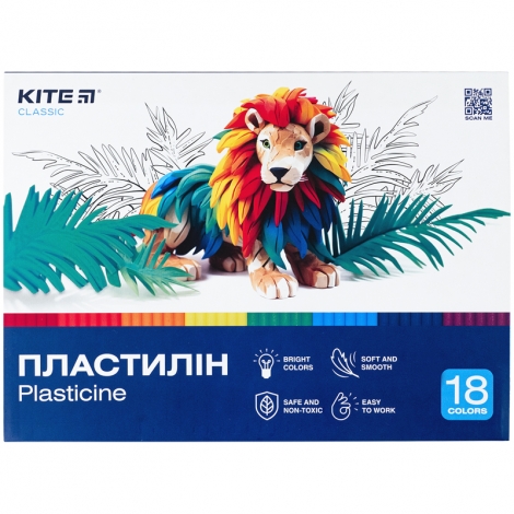 Пластилин восковой Kite Classic K-085, 18 цветов, 360 г - №1
