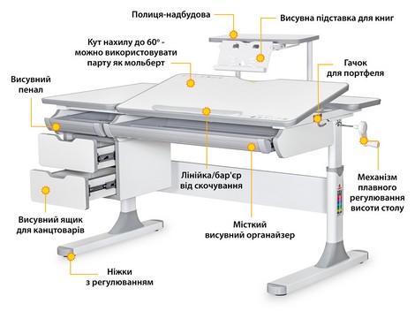Детский стол Mealux Hamilton Multicolor G с полкой S-50 - №2