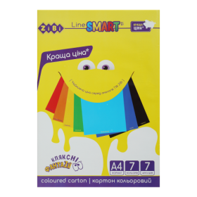 Картон кольоровий SMART Line А4, 7 аркушів, 7 кольорів
