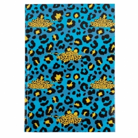 Книга записная А4, 96л., клет., Leopard, голубая