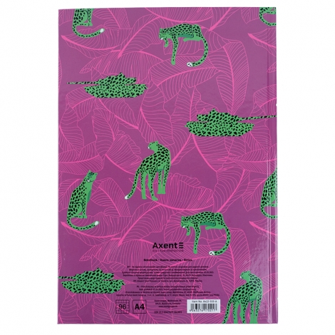 Книга записная А4, 96л., клет., Leopard, розовая - №4