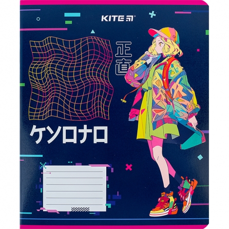 Тетрадь 12 л., лин., гибр. лак + УФ лак, Kite Anime - №4