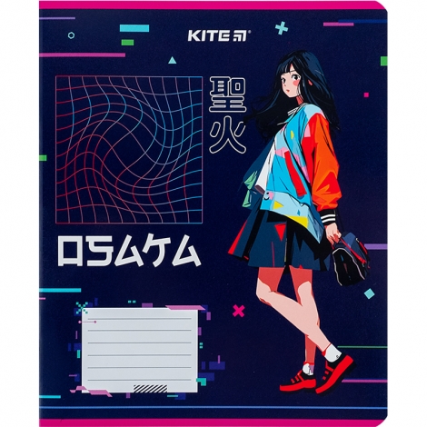 Тетрадь 12 л., лин., гибр. лак + УФ лак, Kite Anime - №8