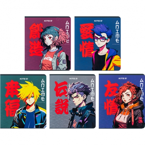 Тетрадь 24 л., кл., софт тач + УФ лак, Kite Anime - №1