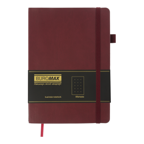Блокнот деловой Buromax BRIEF А5, 96 листов, точка, бордовый - №2