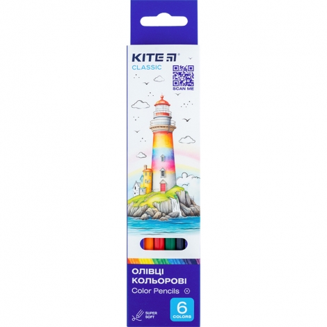 Карандаши цветные Kite Classic K-050, 6 шт. - №1