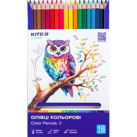 Карандаши цветные Kite Classic K-052, 18 шт. - №4