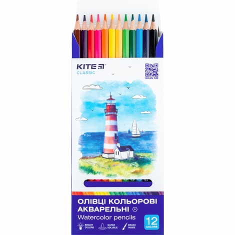 Карандаши цветные акварельные Kite Classic K-1049, 12 шт. - №4