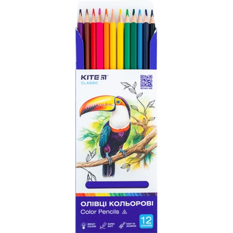Карандаши цветные трехгранные Kite Classic K-053, 12 шт. - №4
