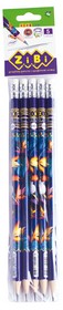 Олівець графітовий EXOTIC HB з гумкою, блістер (5шт.), KIDS Line