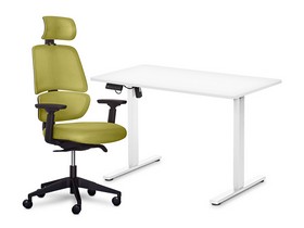 Комплект Mealux PowerDesk Lite White + Leo Air Plus Green