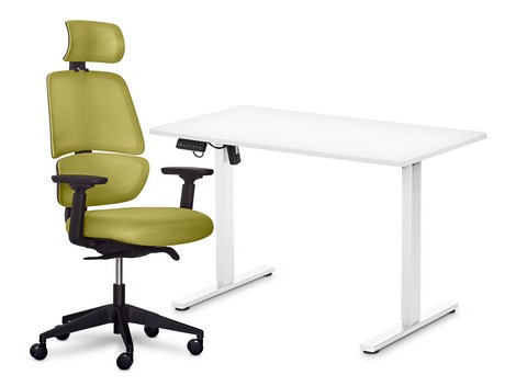 Комплект Mealux PowerDesk Lite White + Leo Air Plus Green - №1