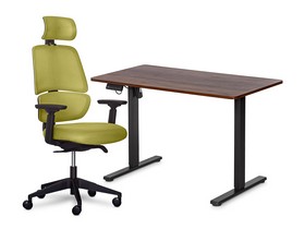 Комплект Mealux PowerDesk Lite Walnut + Leo Air Plus Green