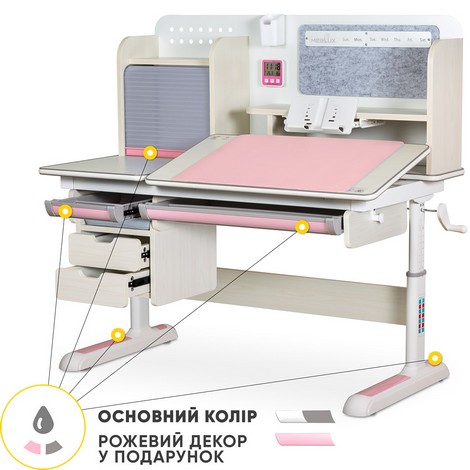 Детский стол Mealux Winnipeg Multicolor Plus MG Pink - №1