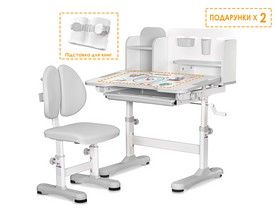Комплект меблів (стіл + стільчик + полиця) Evo-kids BD-28 Panda Grey