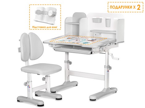 Комплект мебели (стол + стульчик + полка) Evo-kids BD-28 Panda Grey - №1